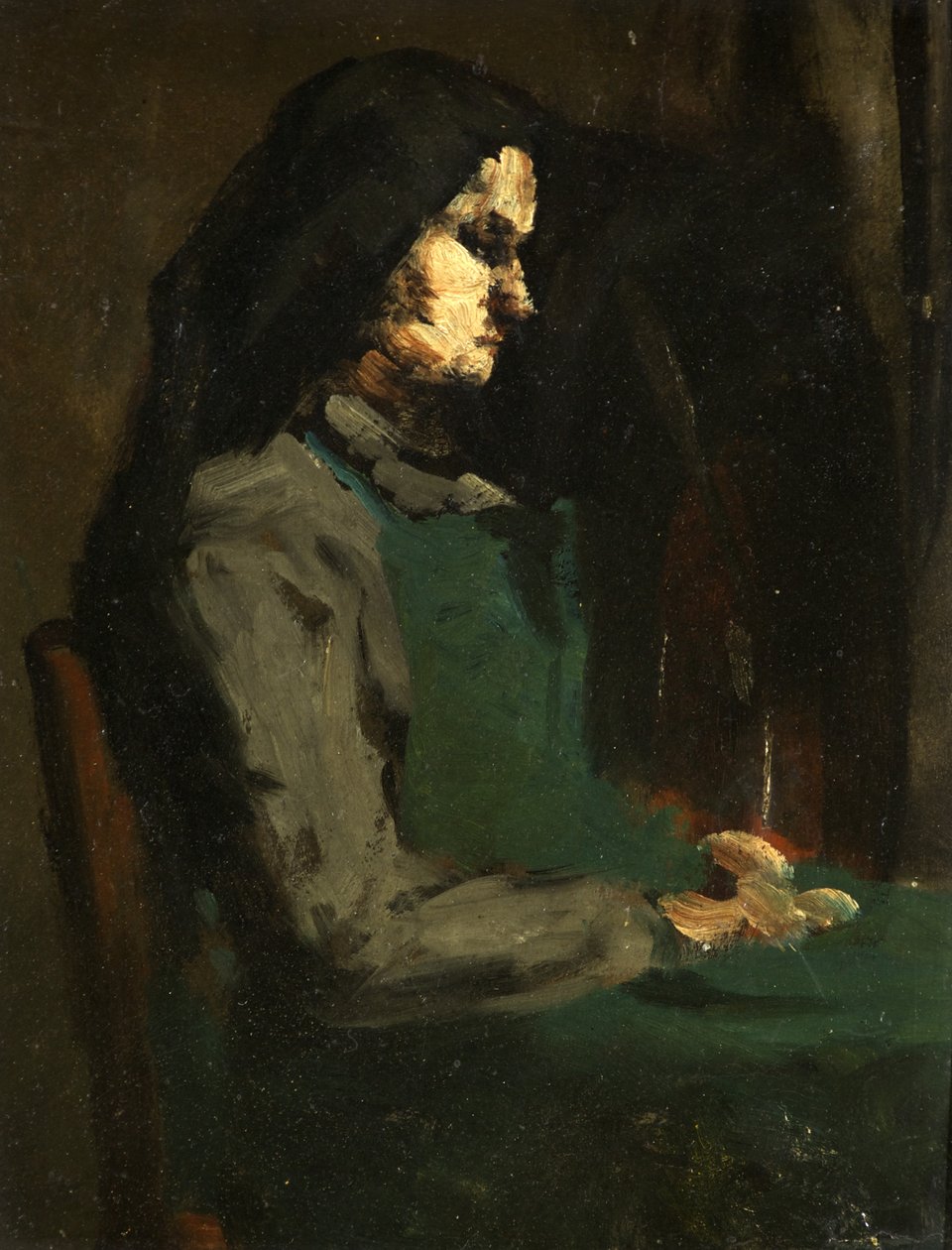 Frau mit grüner Schürze von Auguste Theodule Ribot