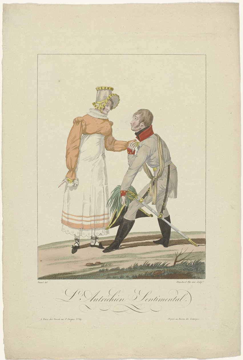 Die Alliierten in Paris im Jahr 1815: Der sentimentale Österreicher von Auguste Thomas Marie Blanchard