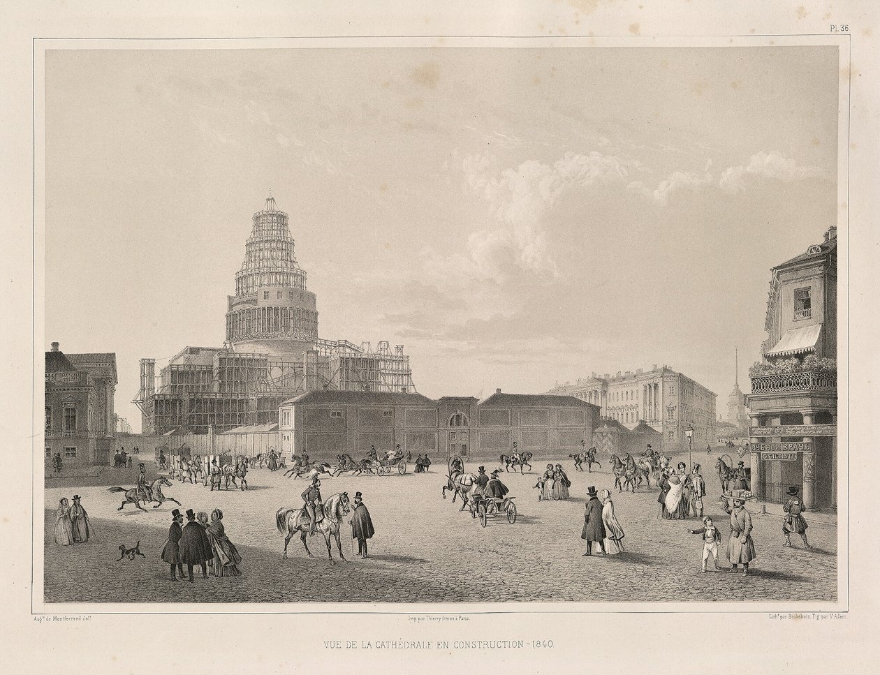 Bauarbeiten im Jahr 1838 aus: Der Bau der Isaakskathedrale, 1845 von Auguste de Montferrand
