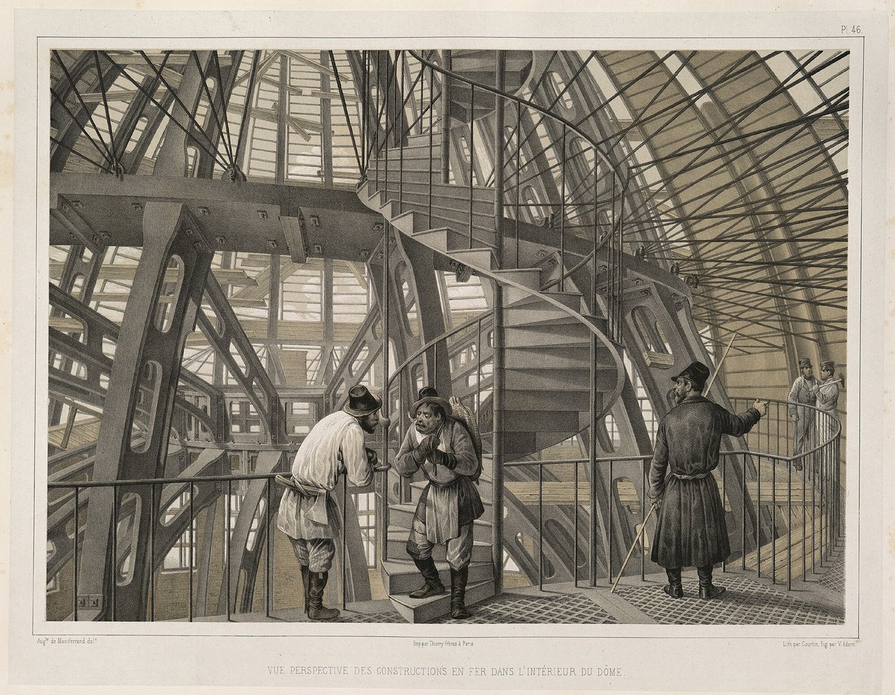 Metallkonstruktion im Inneren der Kathedrale Aus: Der Bau der Isaakskathedrale, 1845 von Auguste de Montferrand