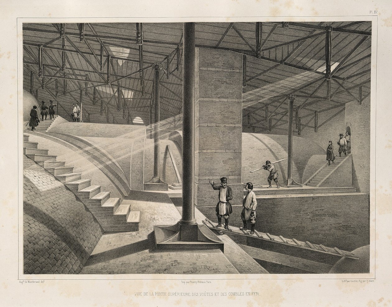 Teil des Bogens und ein Metalldach aus: Der Bau der St. Isaaks-Kathedrale, 1845 von Auguste de Montferrand