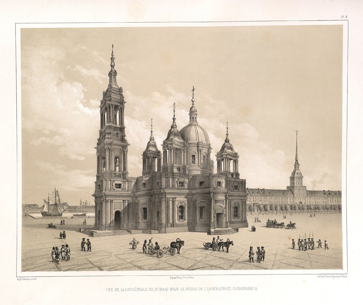 Ansicht der St. Isaaks-Kathedrale zur Zeit von Katharina II. Aus: Der Bau der St. Isaaks-Kathedrale, 1845 von Auguste de Montferrand