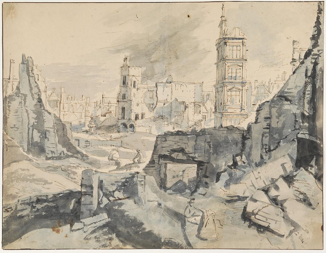 Brüssel nach dem Bombardement von 1695 von Augustin Coppens