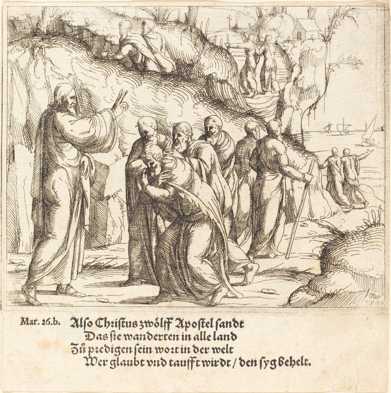 Christus beauftragt die Apostel mit ihrer Mission, 1548 von Augustin Hirschvogel