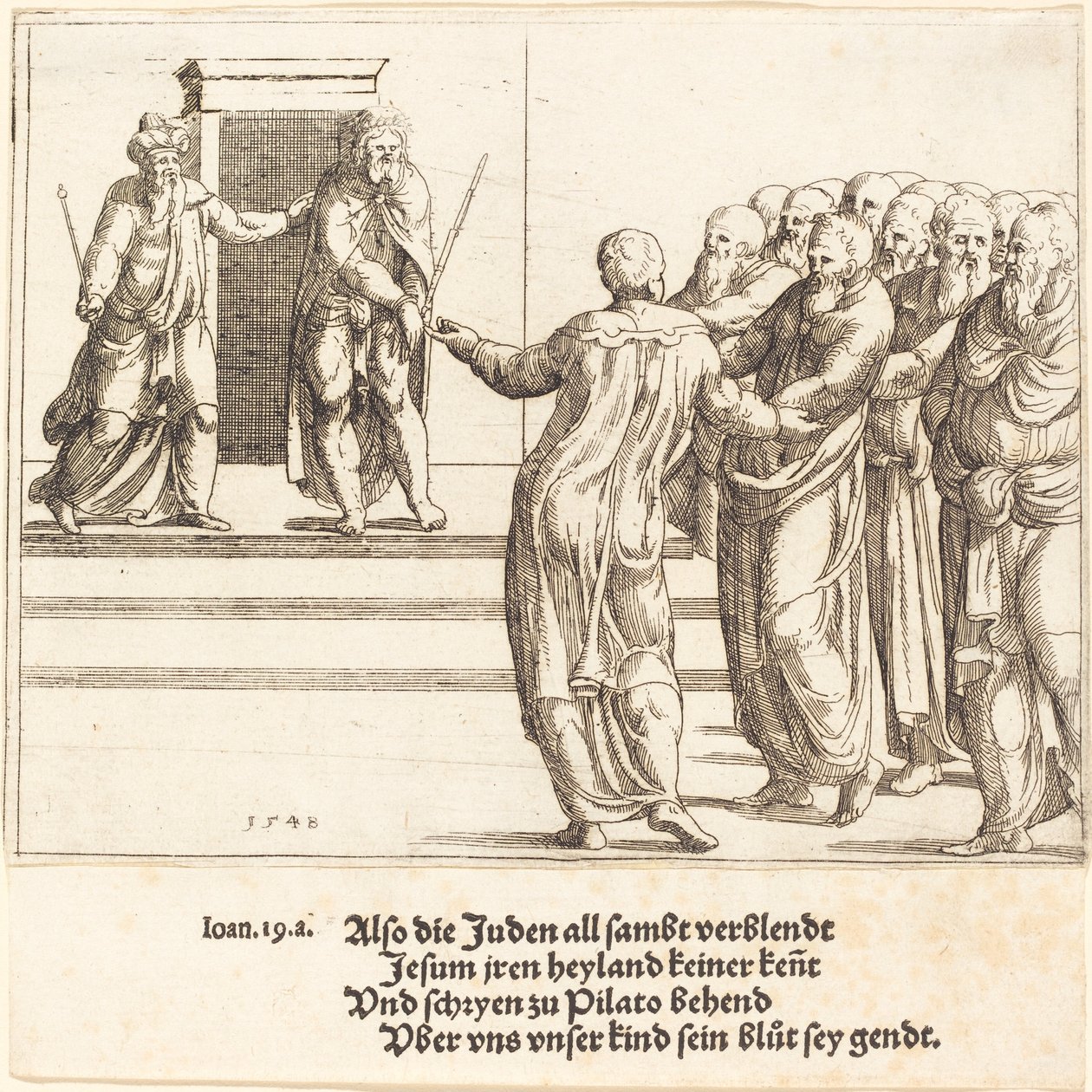 Ecce Homo, und die Juden verleugnen Christus von Augustin Hirschvogel