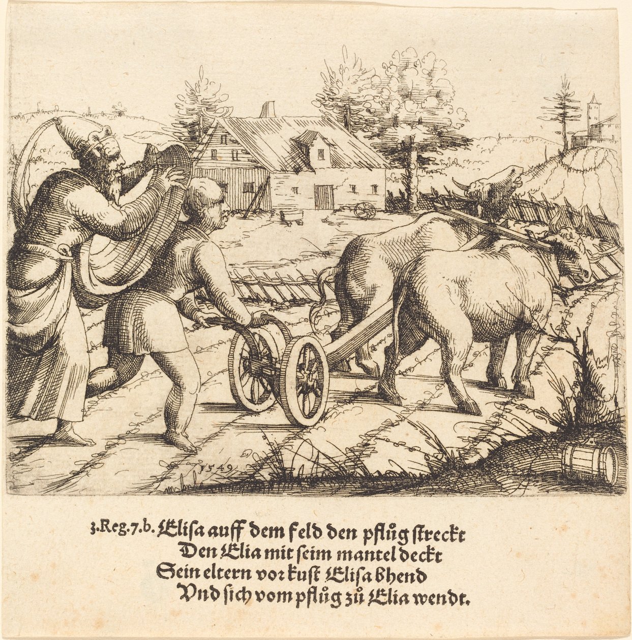 Elija salbt Elisa, 1549 von Augustin Hirschvogel