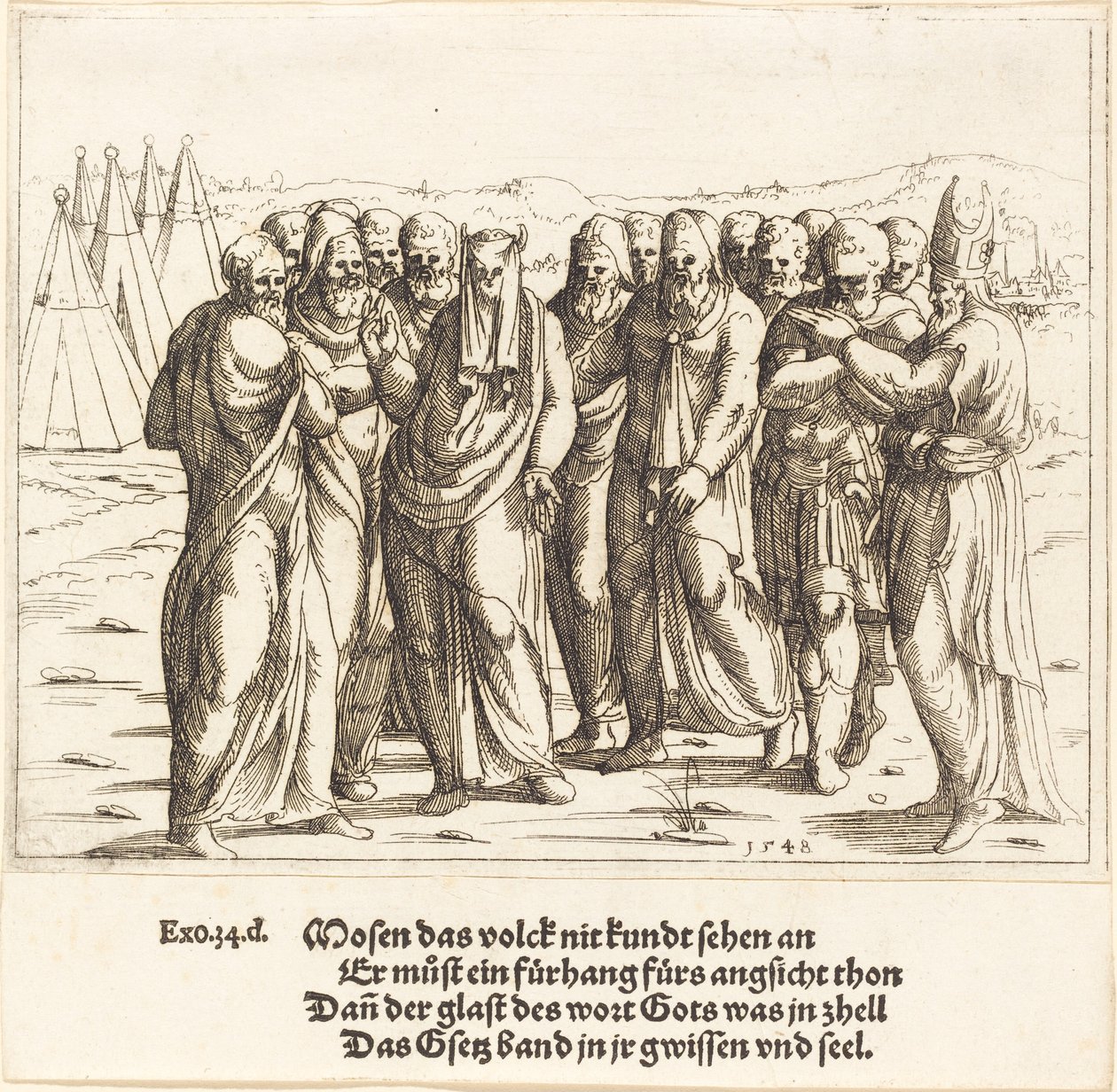 Moses spricht zu den Kindern Israels, 1548 von Augustin Hirschvogel
