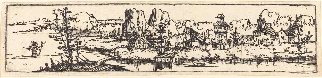 Flusslandschaft mit Sankt Christophorus von Augustin Hirschvogel