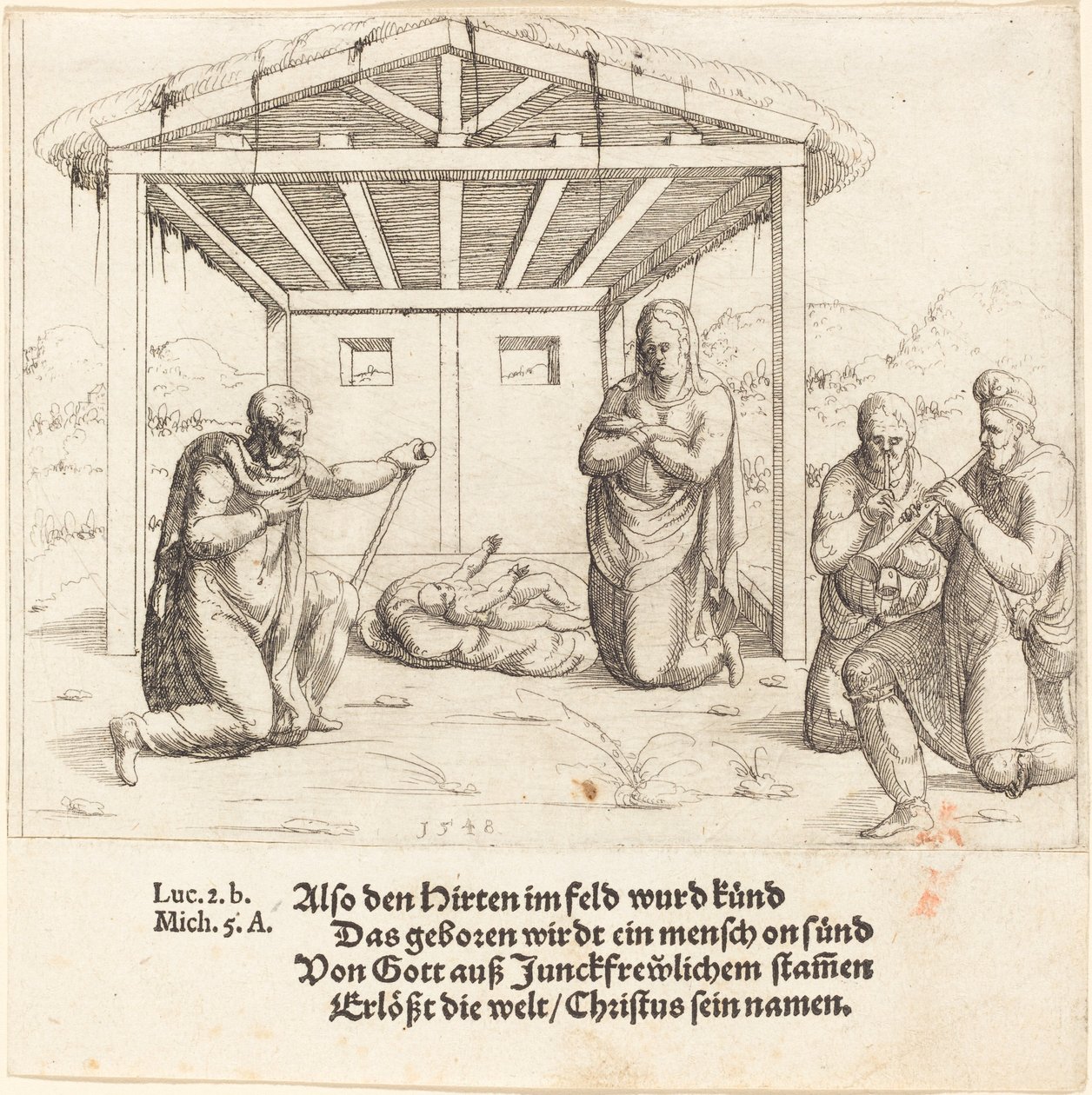 Die Anbetung der Hirten, 1548 von Augustin Hirschvogel