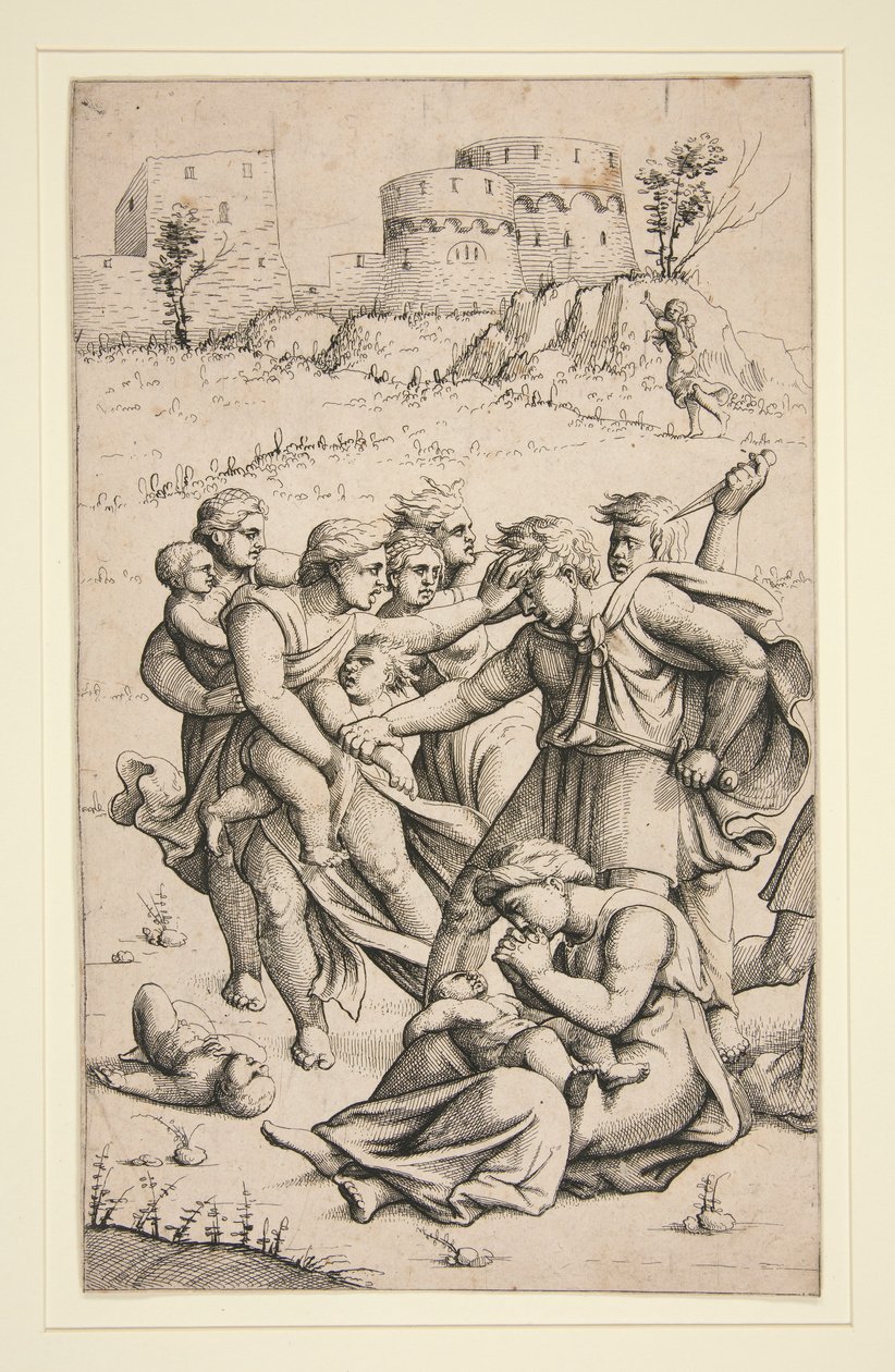 Das Massaker der Unschuldigen (Mittleres Blatt aus einer Serie von 3 Blättern) von Augustin Hirschvogel