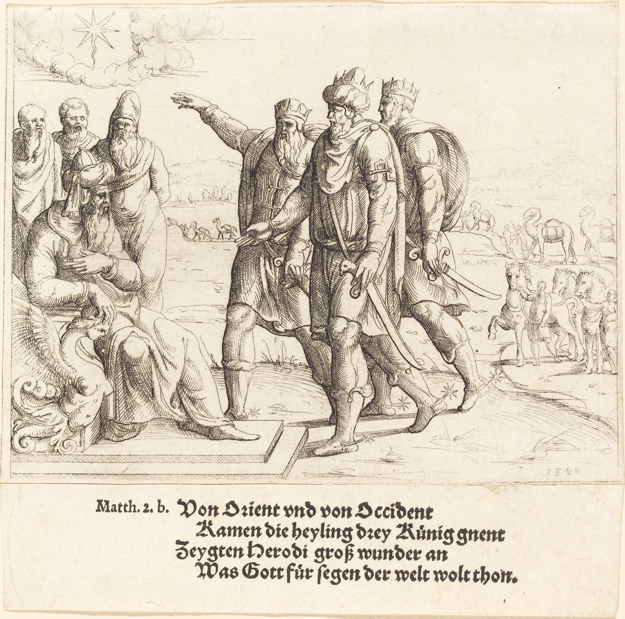 Die drei Könige berichten Herodes von der Geburt Christi von Augustin Hirschvogel