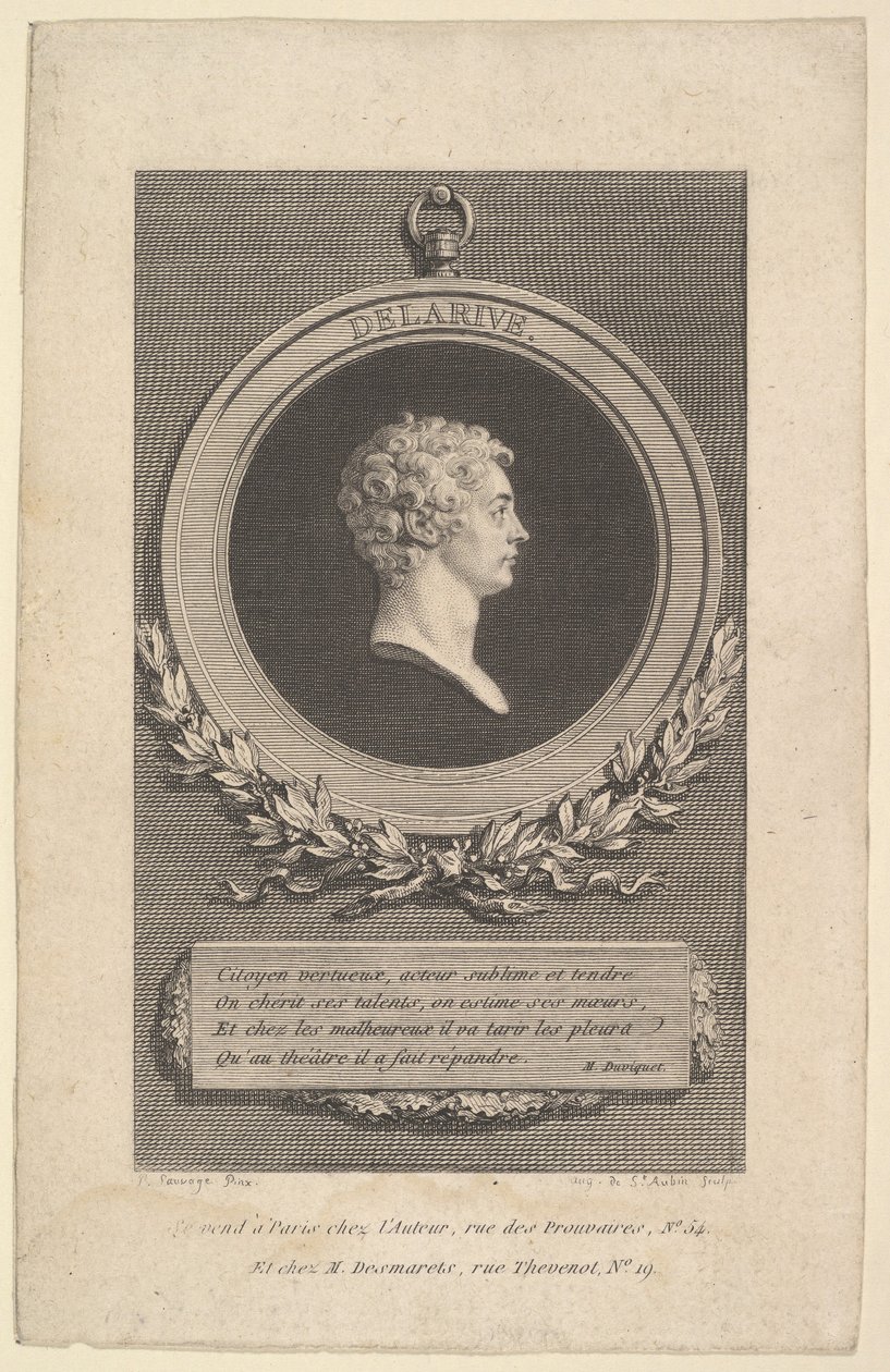 Porträt von De Larive, 1785 von Augustin de Saint Aubin