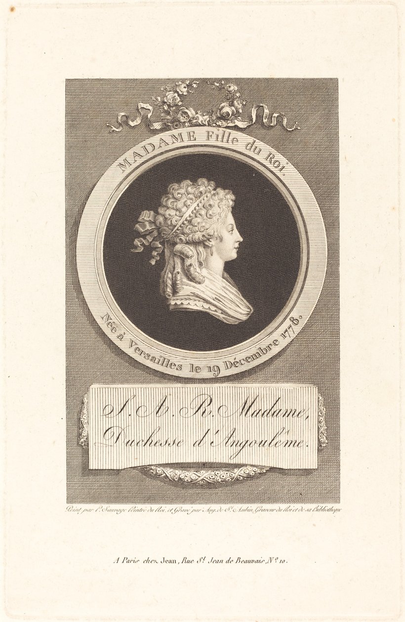 Marie-Thérèse-Charlotte, Herzogin von Angoulême von Augustin de Saint Aubin after Piat Joseph Sauvage