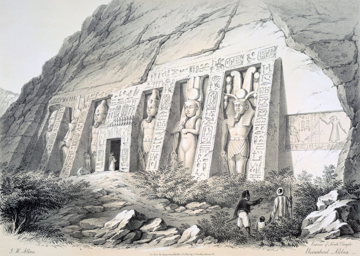 Außenansicht des Nordtempels, Ebsamboul, Nubien, um 1850 von Augustus Butler