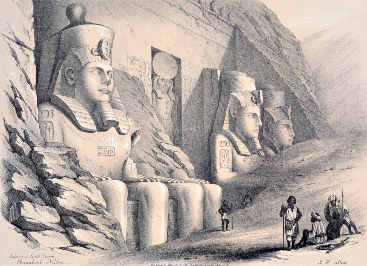 Außenansicht des Südtempels, Ebsamboul, Nubien, um 1850 von Augustus Butler