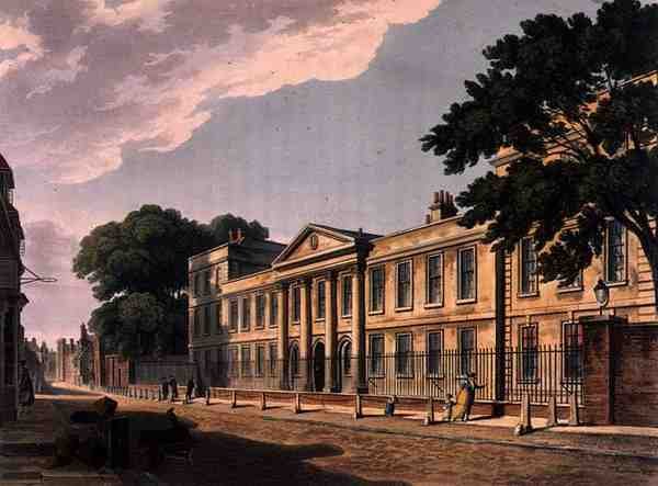 Vorderseite des Emmanuel College, Cambridge, aus 