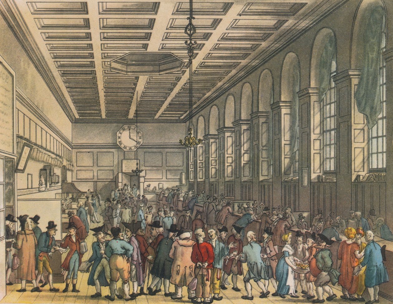 Innenansicht des Zollhauses, London von Augustus Charles Pugin, Thomas Rowlandson