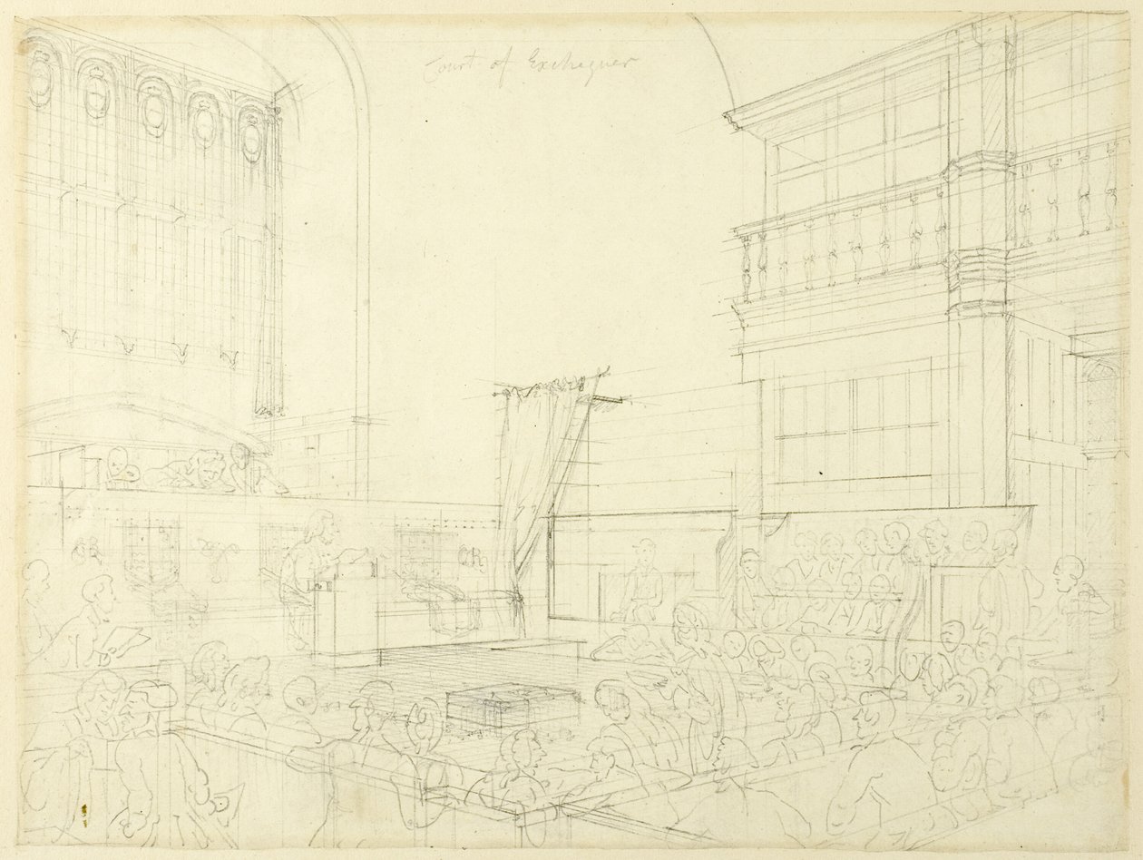 Studie für Gerichtshof des Schatzamtes, aus Microcosm of London von Augustus Charles Pugin