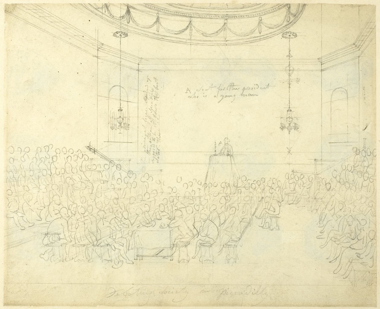 Studie für Debattiergesellschaft in Piccadilly, aus Microcosm of London von Augustus Charles Pugin