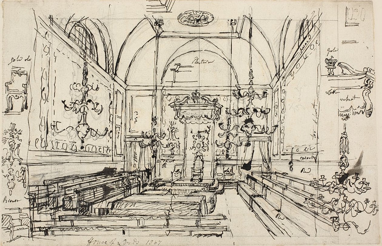 Studie für das House of Lords von Augustus Charles Pugin