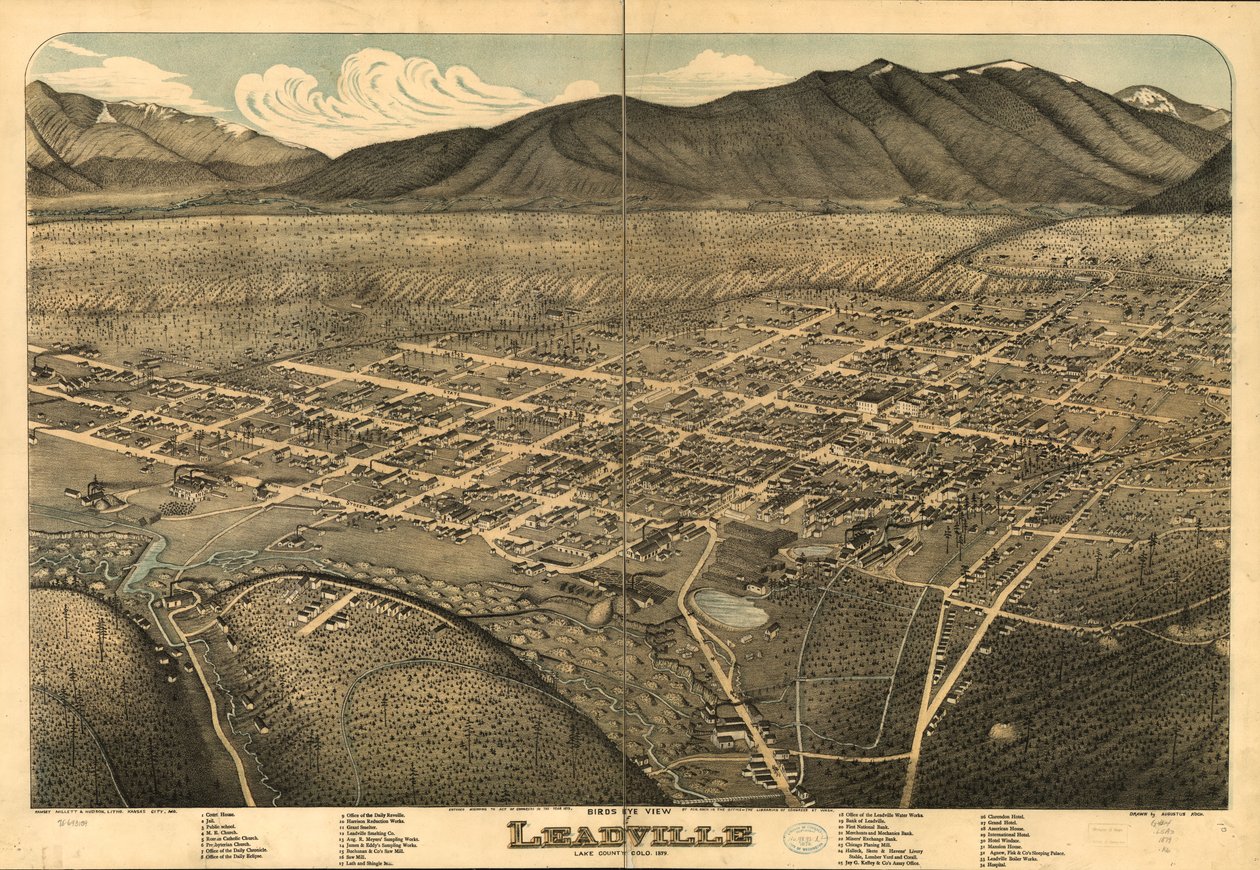 Vogelperspektive von Leadville, Lake County, Colorado, 1879 von Augustus Koch