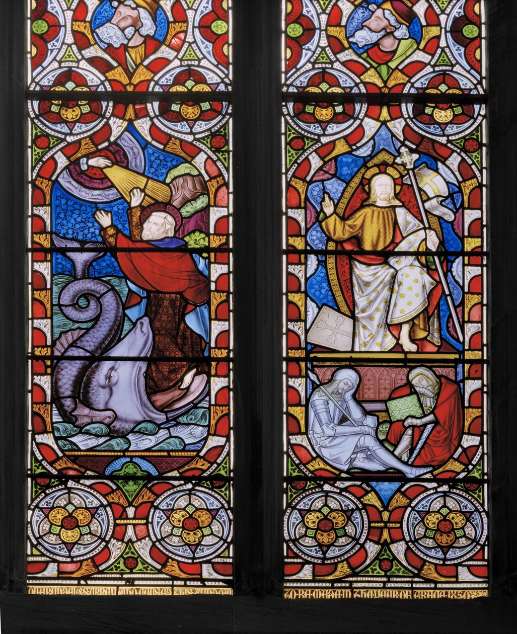 Typen und Antitypen: Jona und der Wal und der auferstandene Christus (Detail) von Augustus Welby Northmore Pugin