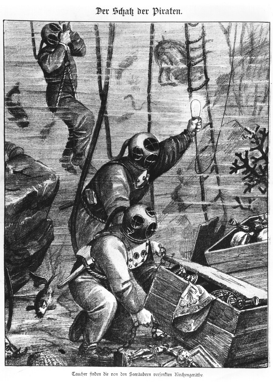 Taucher finden Piratenschatz, 1897 von Austrian School