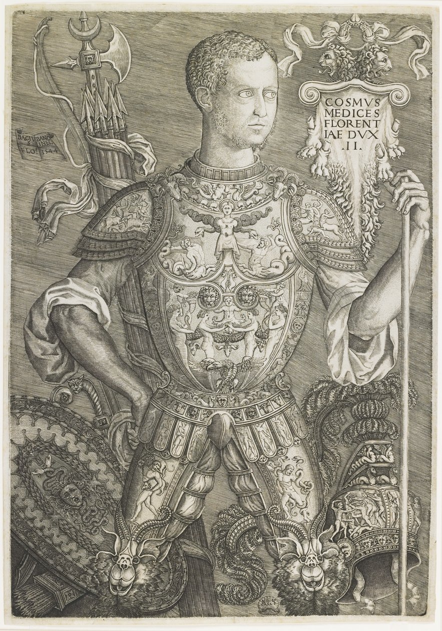 Cosmo I de Medici, graviert von Niccolo della Casa (fl. ca. 1543-48) von Baccio (after) Bandinelli