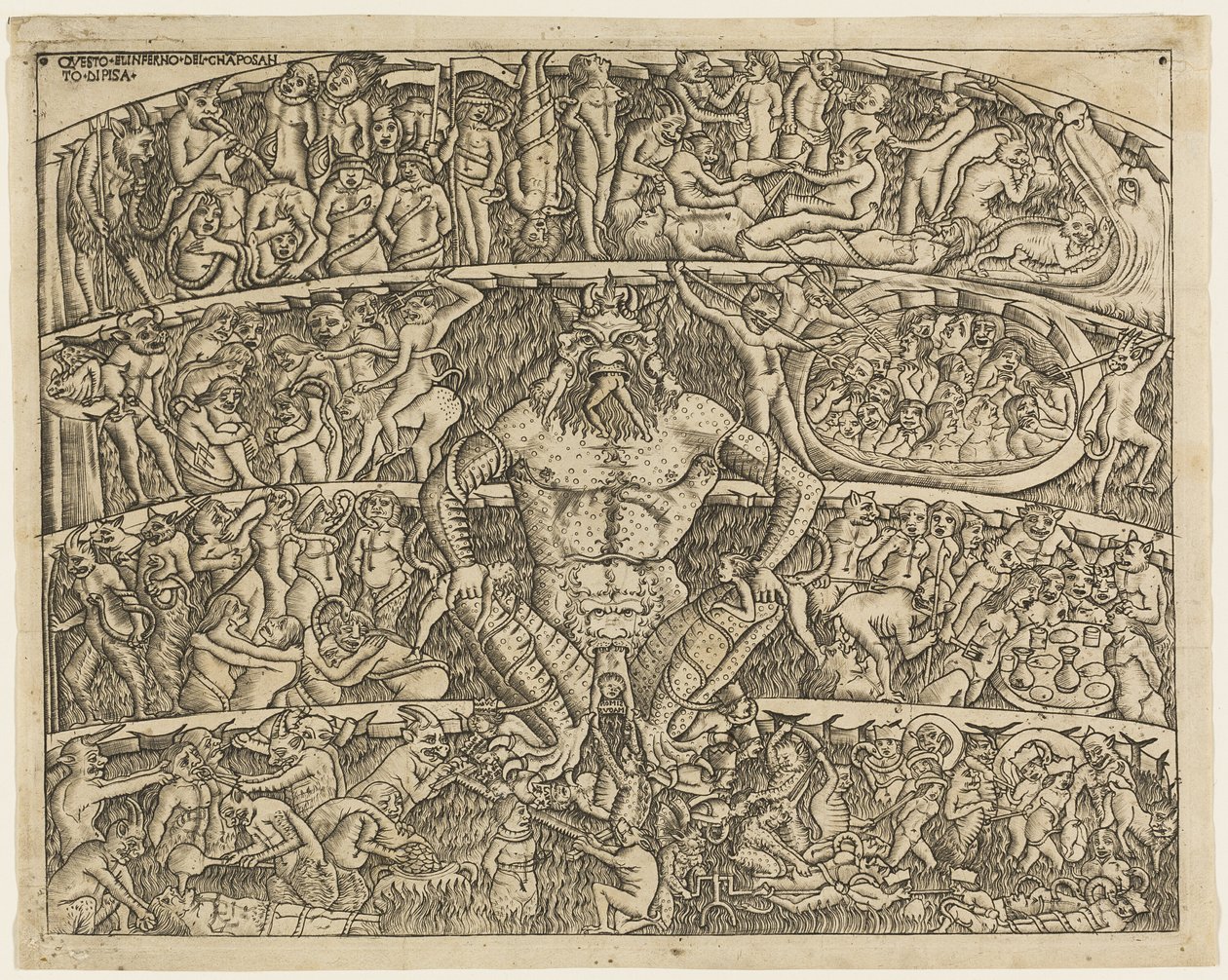 Die Hölle nach Dante, aus den Fresken des Campo Santo in Pisa von Baccio Baldini