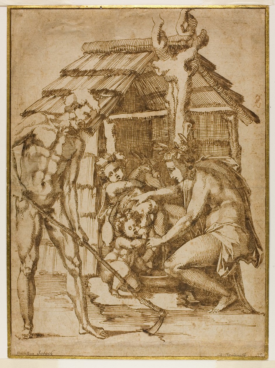Erste Familie vor einem Schutzraum von Baccio Bandinelli