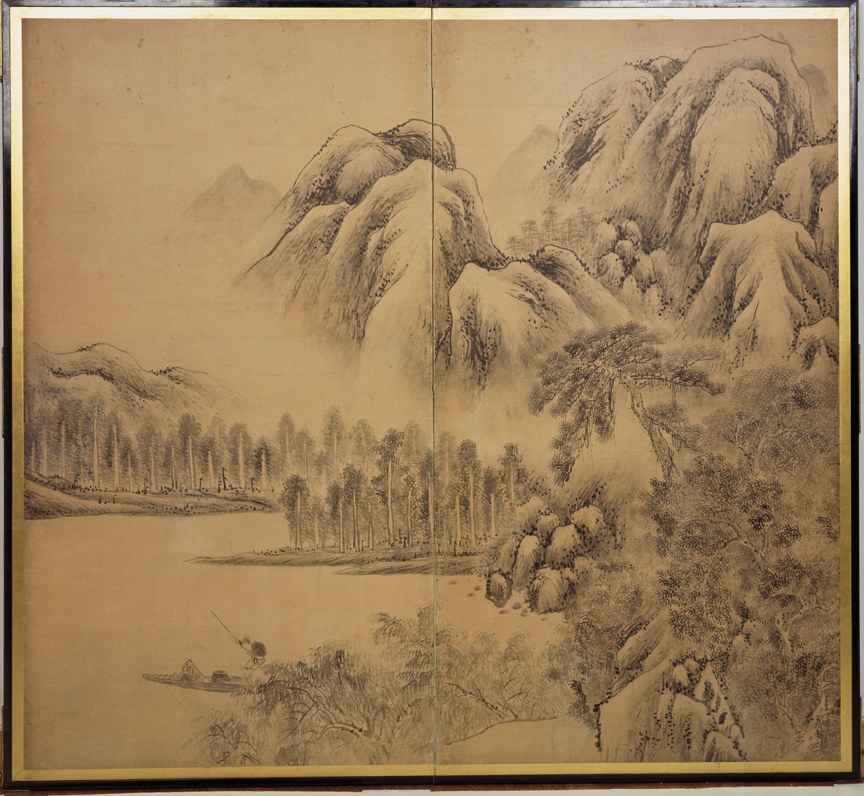 Landschaftsszene von Bergen und See von Baitei Ki