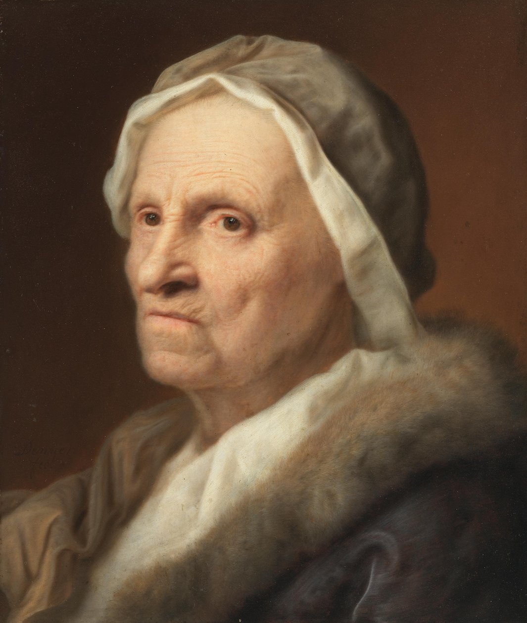 Bildnis einer alten Frau im Pelz von Balthasar Denner