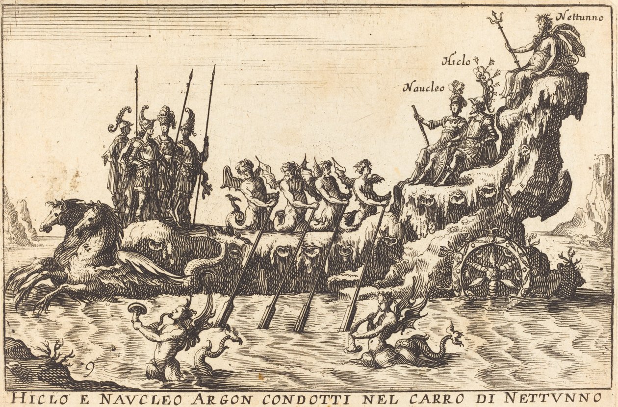 Hiclo und Naucleo Argon im Wagen von Neptun von Balthasar Moncornet after Remigio Cantagallina