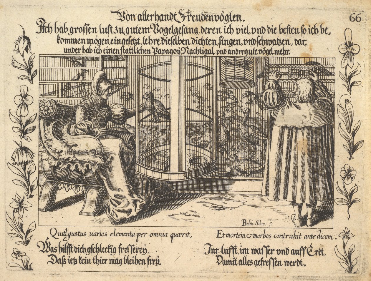 Von allerhand Freudenvögeln, Illustration aus Petrarca, Glück und Unglück Spiegel von Balthasar Schwan