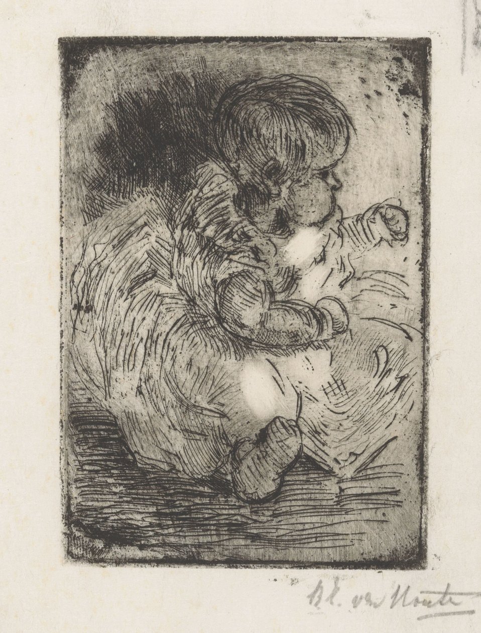 Porträt von H.W. Mouton als Baby von Barbara Elisabeth van Houten (signed by artist)