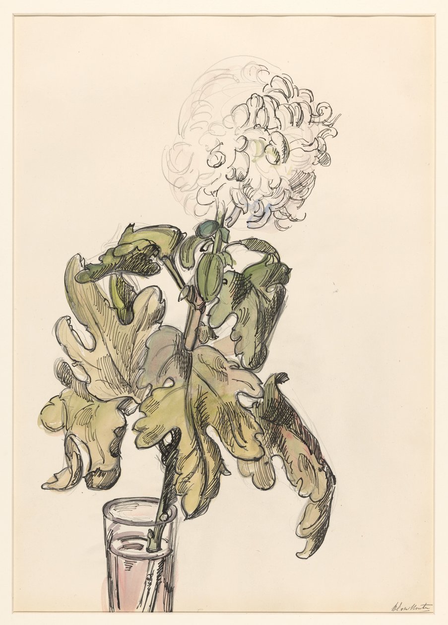 Blühende Chrysantheme in einer Vase von Barbara Elisabeth van Houten