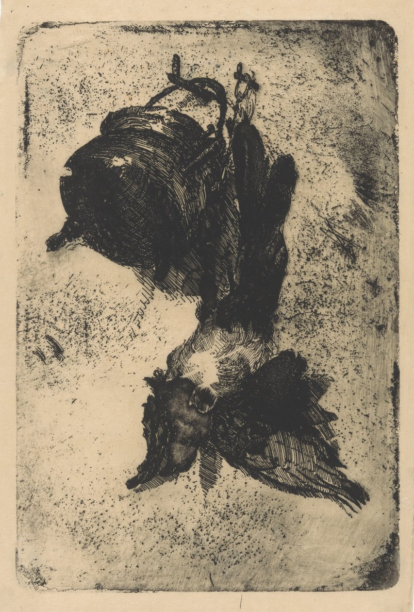 Toter Vogel und Kessel an einer Wand von Barbara Elisabeth van Houten