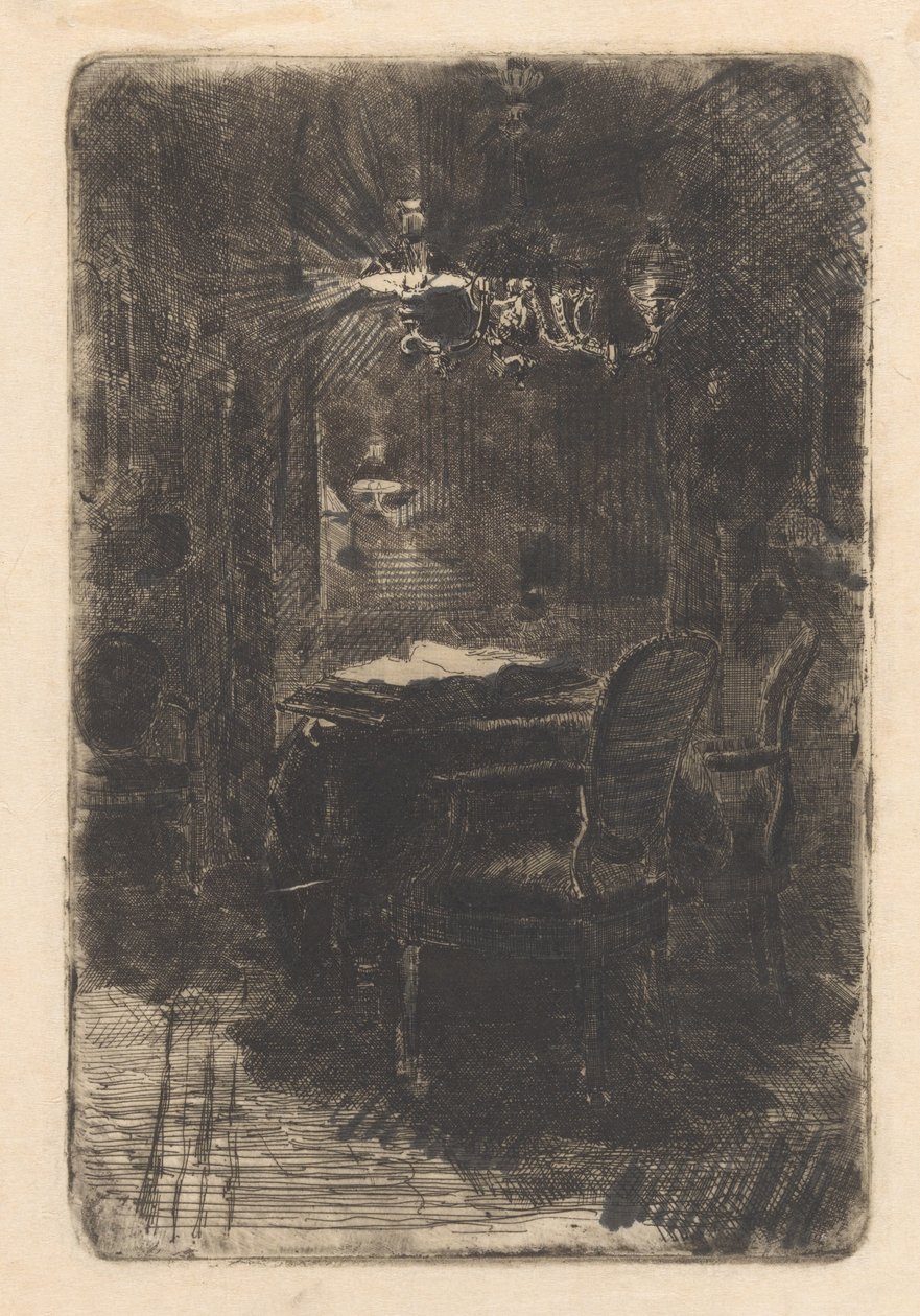 Interieur mit Spiegel und Tisch mit aufgeschlagenem Buch von Barbara Elisabeth van Houten