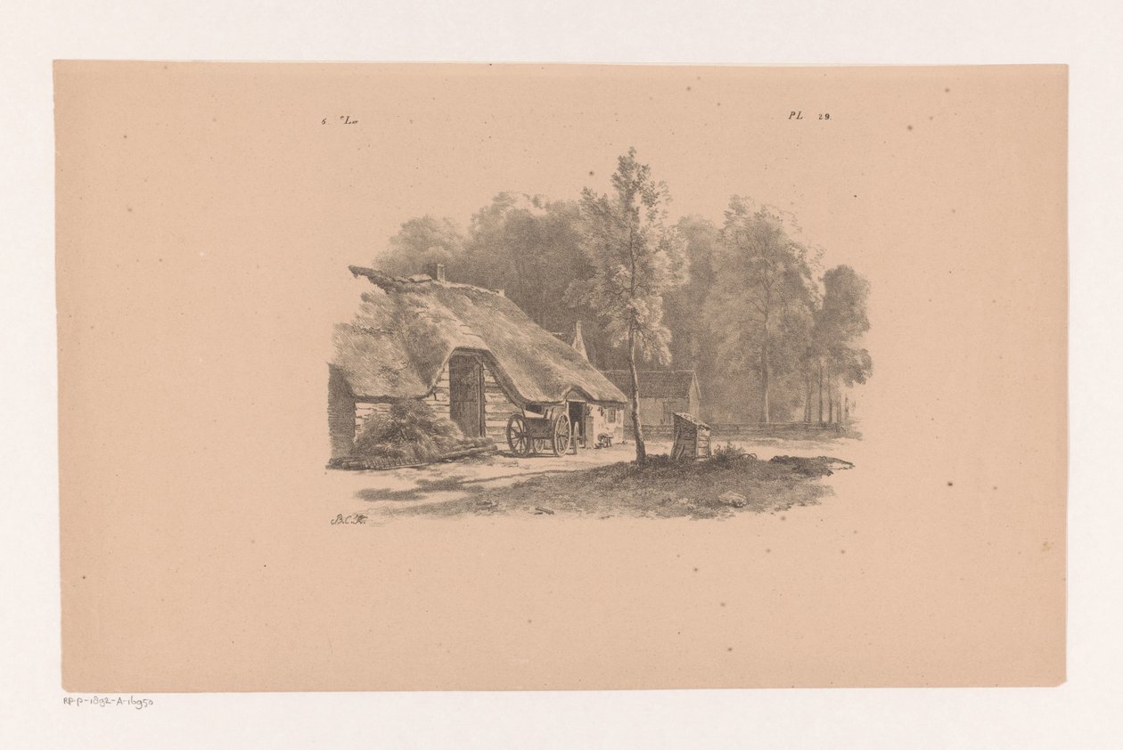 Bauernhof mit Wagen (Landschaftsstudien sechste Lieferung) von Barend Cornelis Koekkoek