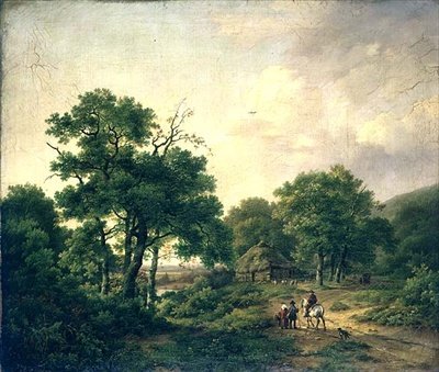 Waldlandschaft mit Figuren von Barend Cornelis Koekkoek