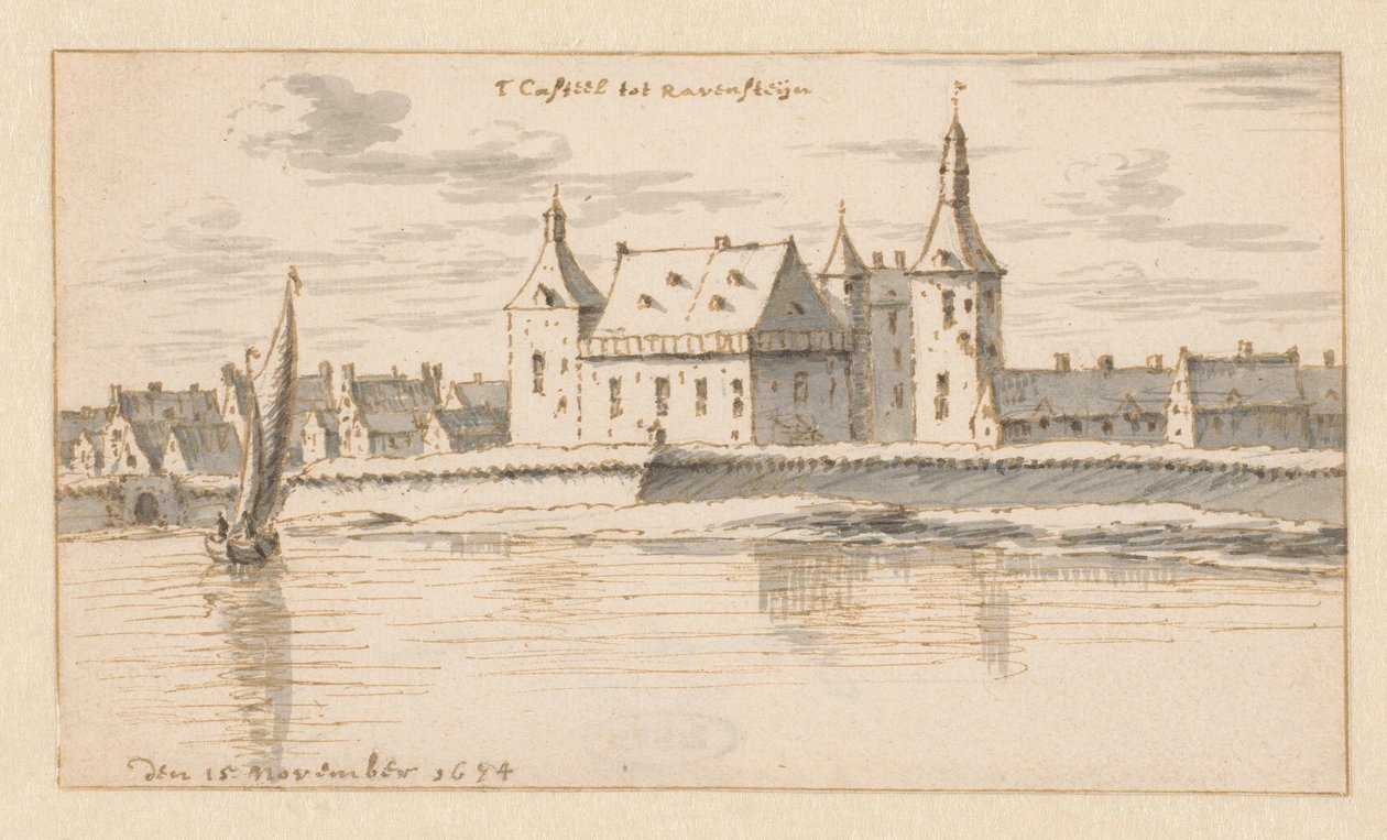 Ansicht des Schlosses von Ravenstein, Noord-Brabant von Barend Klotz (attributed to)