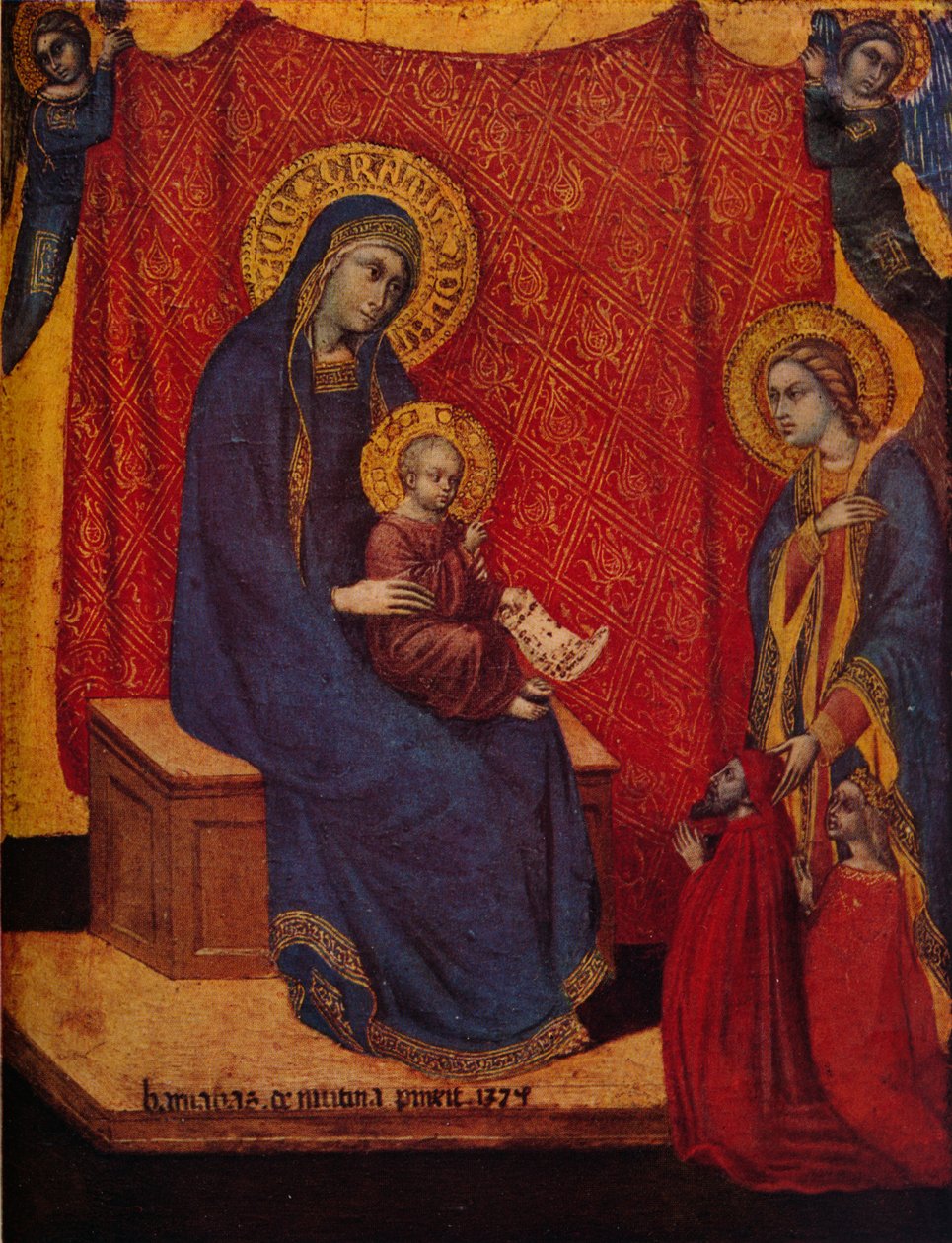 Die Madonna auf dem Thron und zwei Stifter in Anbetung, 1374 von Barnaba da Modena