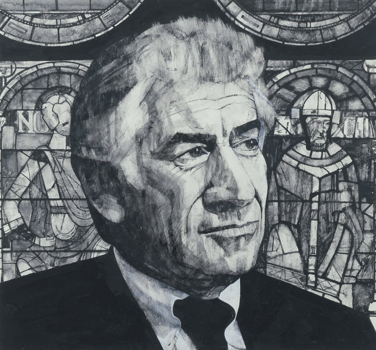 Porträt von Leonard Bernstein, Illustration für The Sunday Times, 1970er von Barry Fantoni