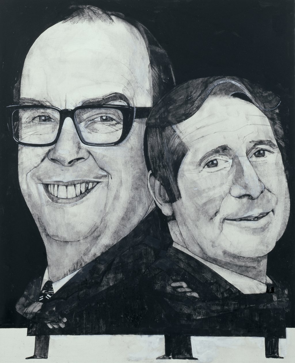 Porträt von Morecambe und Wise, Illustration für The Listener, 1970er von Barry Fantoni