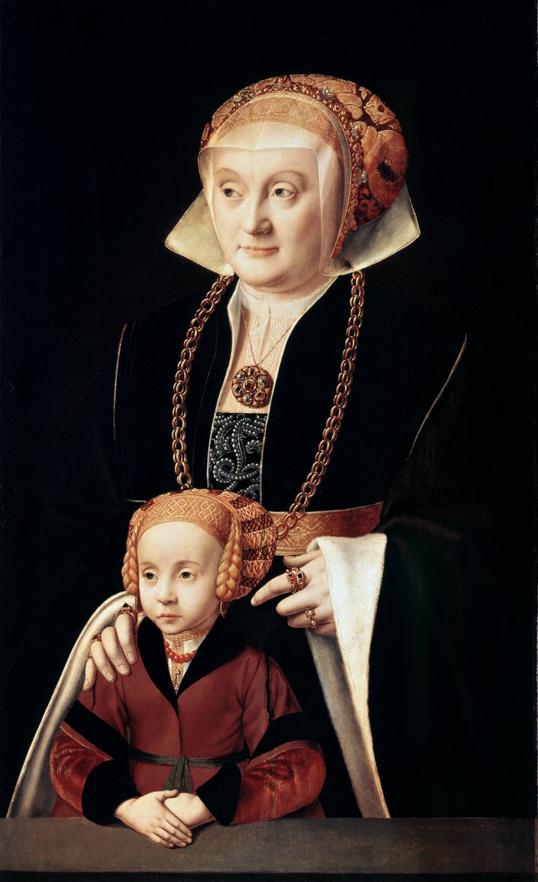 Porträt einer Dame mit Tochter, um 1530er-1540er Jahre von Bartholomaeus Bruyn the Elder