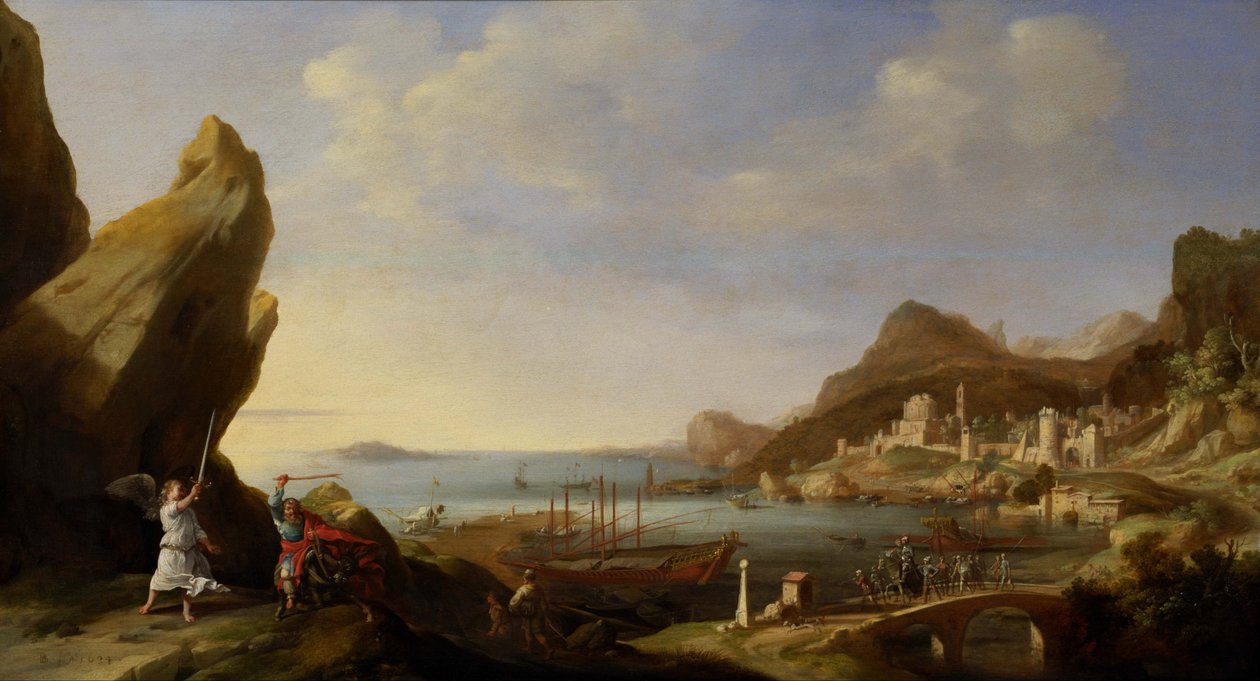 Küstenlandschaft mit Bileam und dem Esel von Bartholomeus Breenbergh