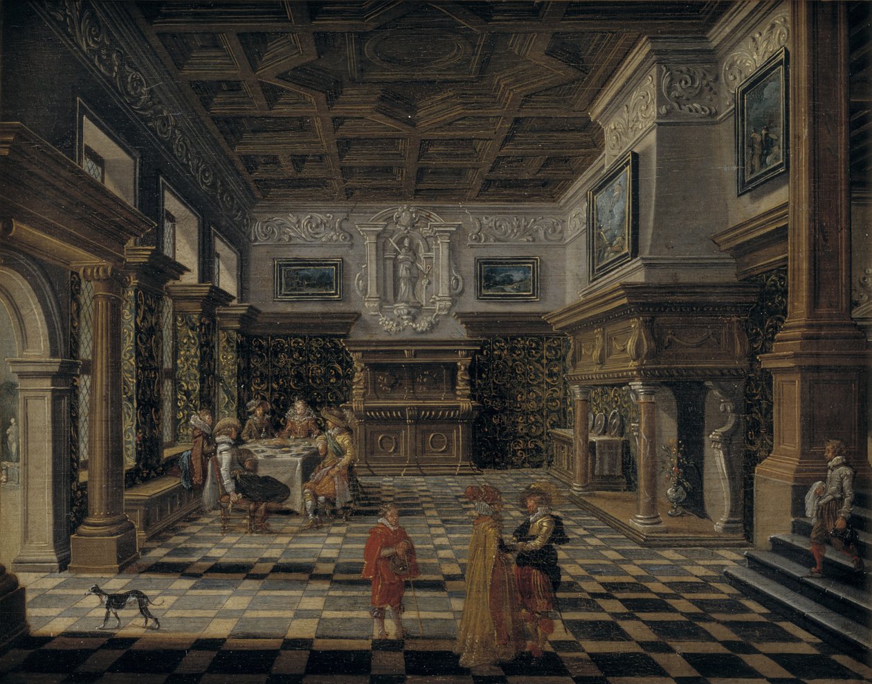 Prächtiges Renaissance-Interieur mit einem Bankett von Bartholomeus van Bassen