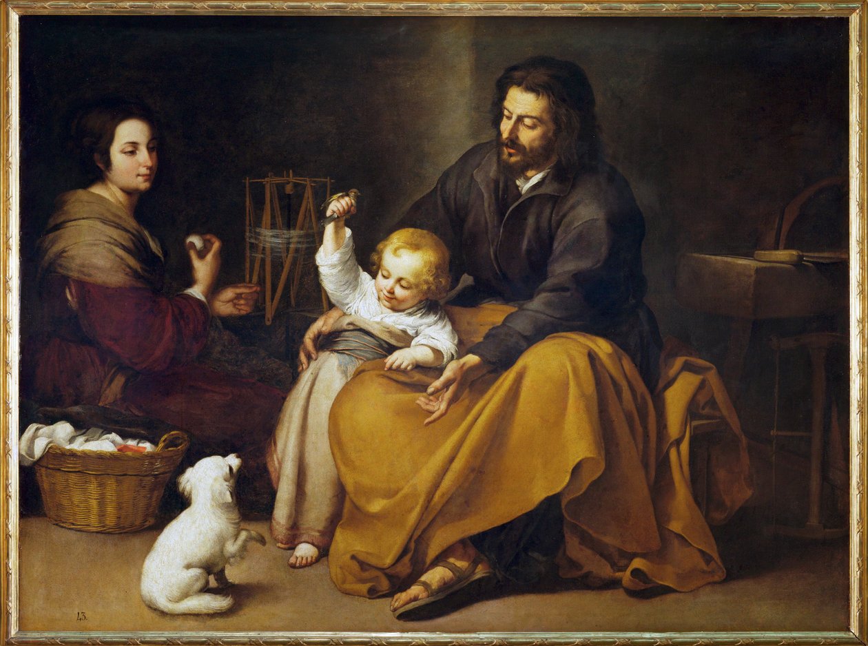Die Heilige Familie mit einem kleinen Vogel von Bartolome Esteban Murillo