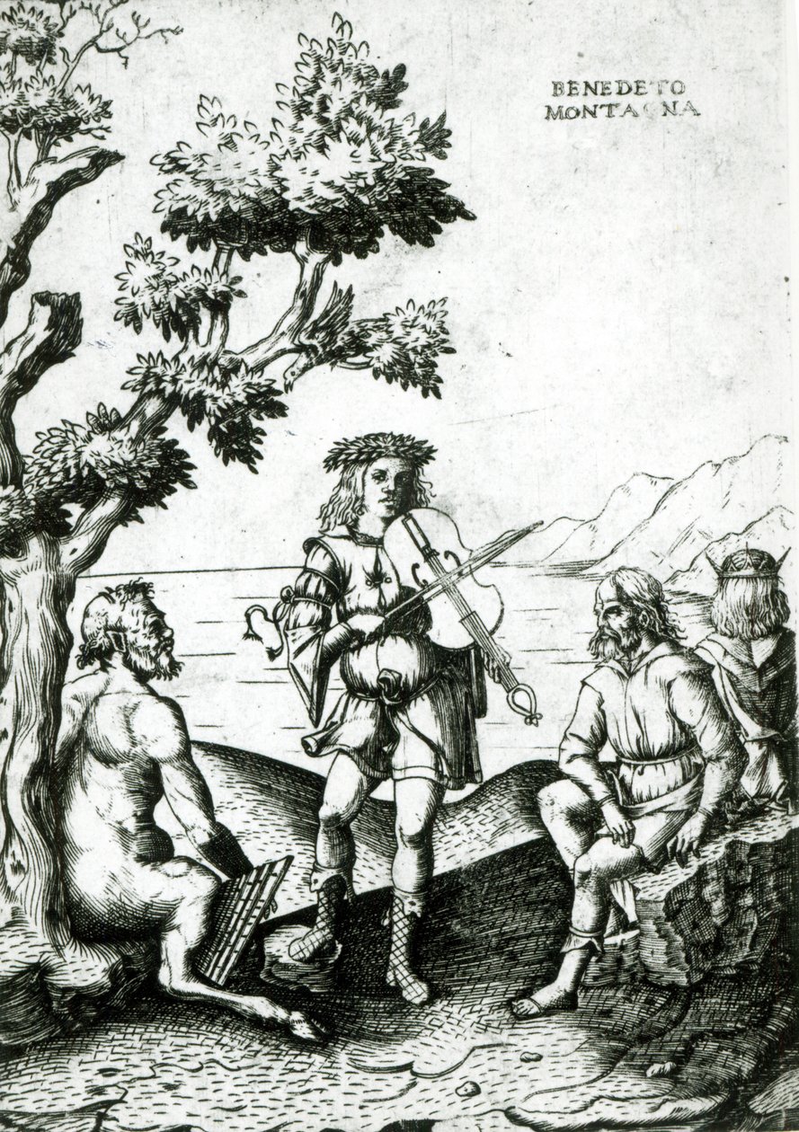 Apollo und Pan von Bartolomeo Montagna