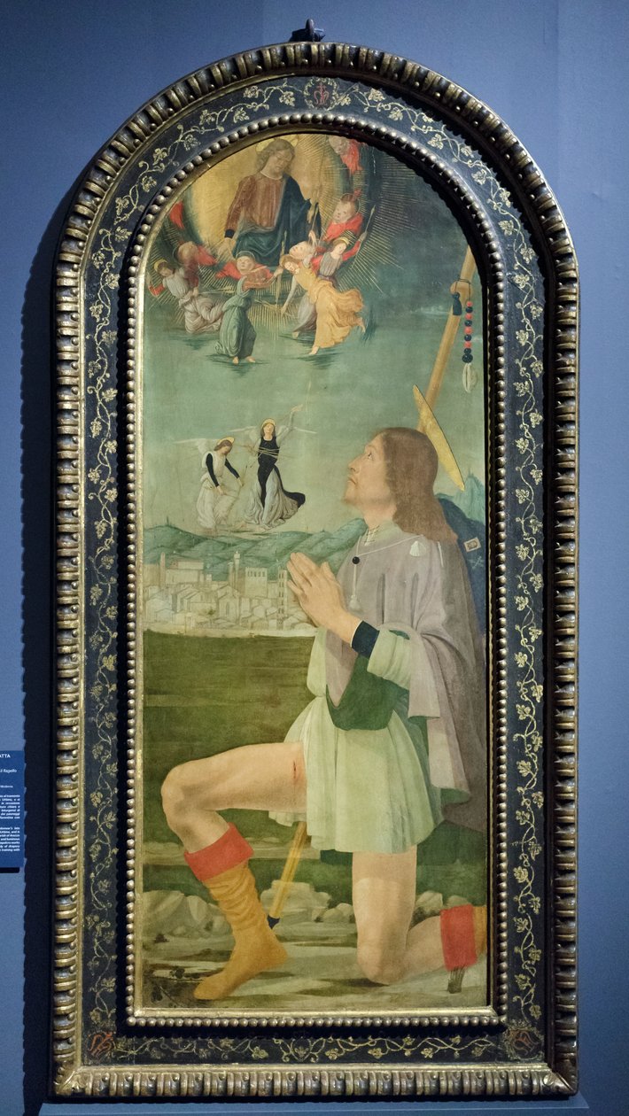 Der heilige Rochus vertreibt die Pest aus Arezzo, c.1479-80 von Bartolomeo (attr. to) Della Gatta